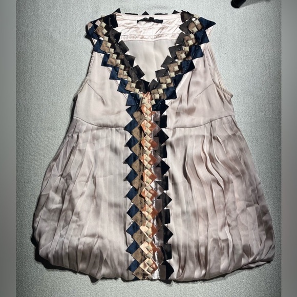 Marc Jacobs Silk Geometric Squares Pleated Billowy Stretch Top - Picture 8 of 8